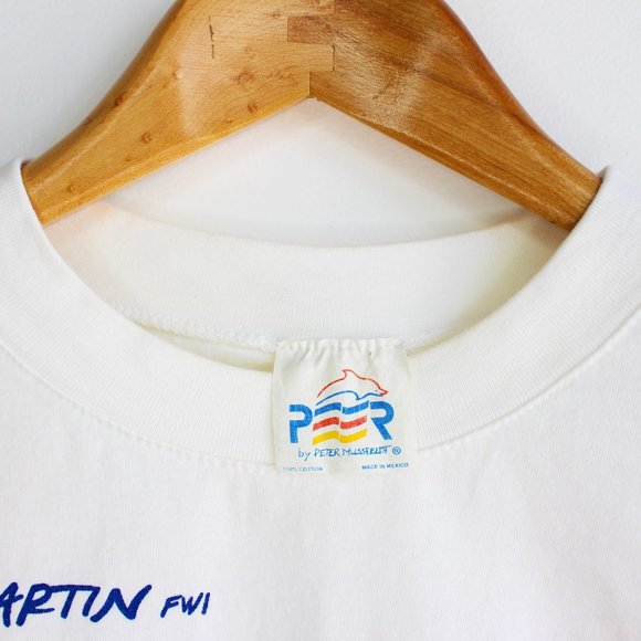 Vintage St Martin White Exotic Fish Crew Neck Tee - Picture 4 of 5